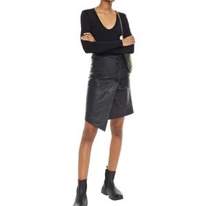 NWT BA&SH black leather 3 button Lana skirt Sz. XS